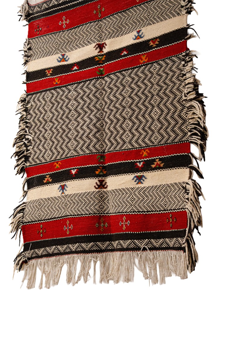 High Atlas Accent Rug | Dense Wool Kilim in Red, Black, & White - Image 4