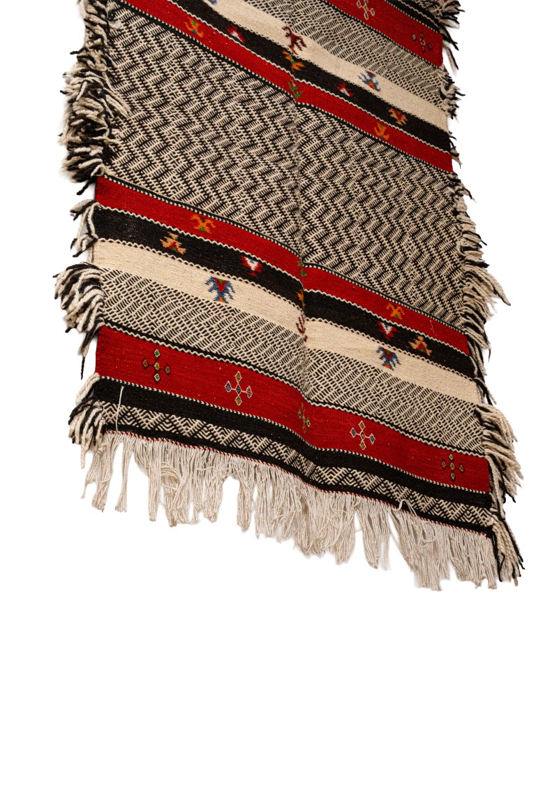 High Atlas Accent Rug | Dense Wool Kilim in Red, Black, & White - Image 2