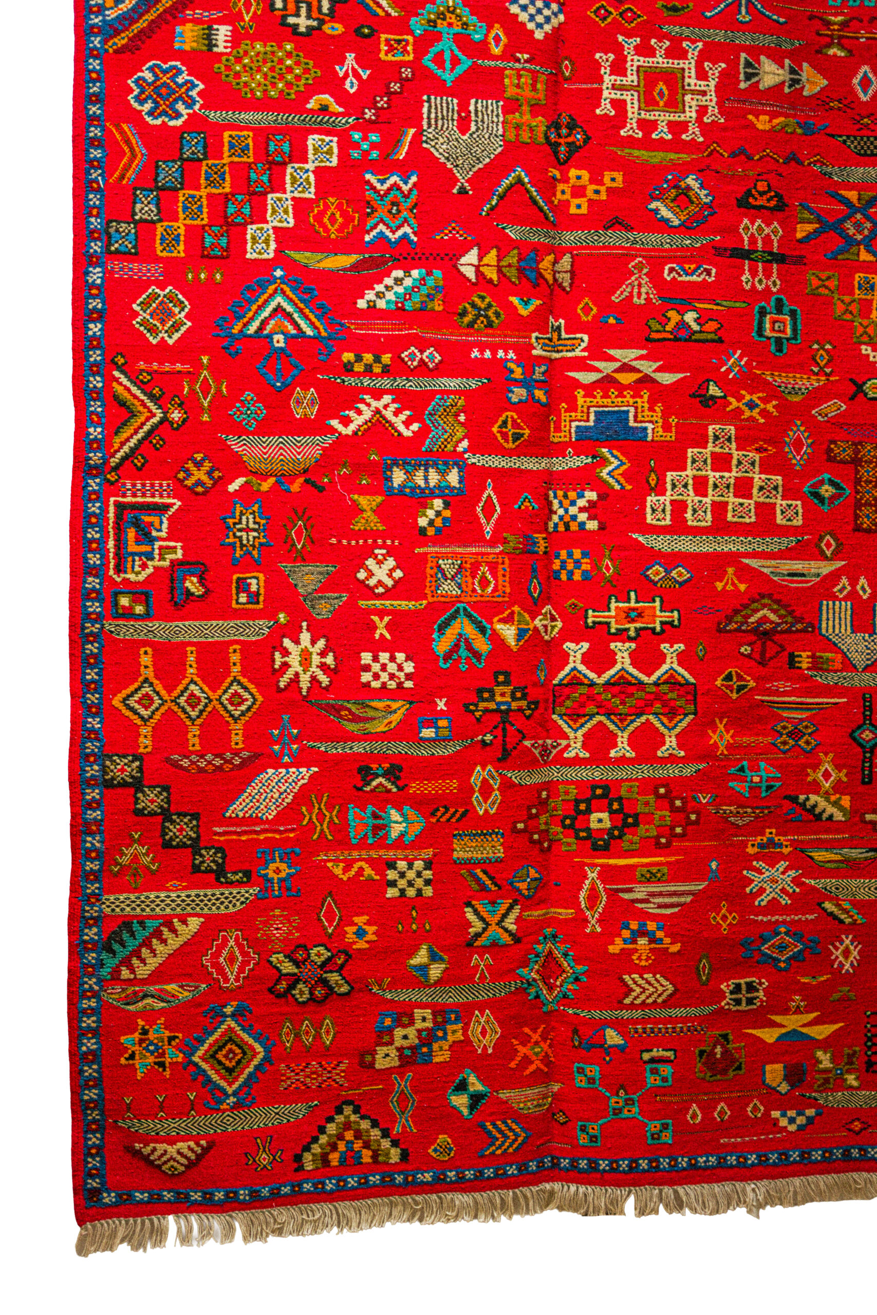 Tapis Berbère Rouge Vif d'Artisanat Marocain - Symboles Traditionnels - Image 4