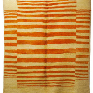 Tapis Berbère Écru à Rayures Terracotta - Style Minimaliste Moderne
