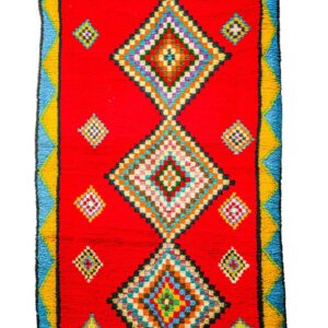 Tapis Boucherouite (Style) Traditionnel - Laine Épaisse et Riche en Couleurs