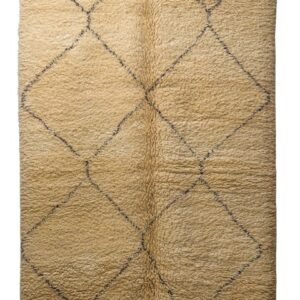Large Cream Shaggy Berber Rug with Geometric Diamond Pattern