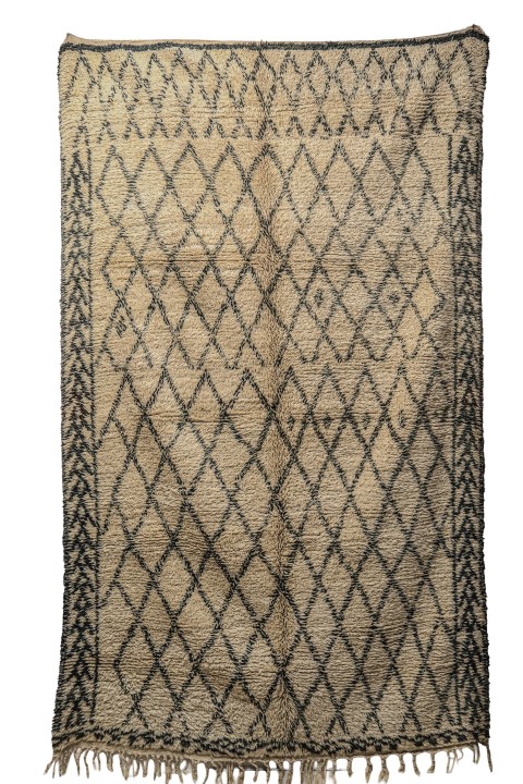 Large Hand-Knotted Wool Area Rug - Geometric Lattice with Heavy Borders