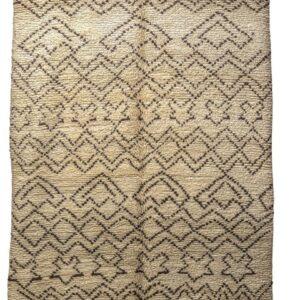 Genuine Berber Carpet - Cream & Brown Zigzag Pattern