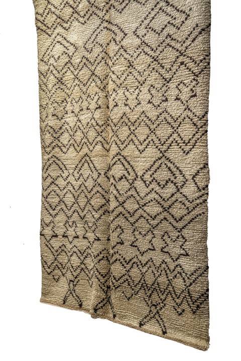 Genuine Berber Carpet - Cream & Brown Zigzag Pattern - Image 4