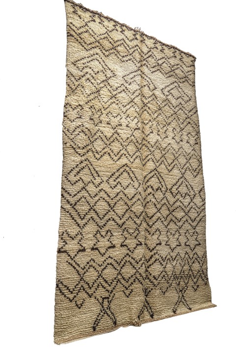 Genuine Berber Carpet - Cream & Brown Zigzag Pattern - Image 2