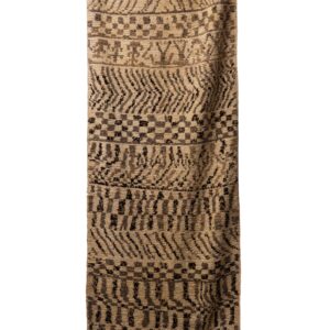 Hand-Knotted Moroccan Beni Ouarain Rug – Beige with Primitive Tribal Totems