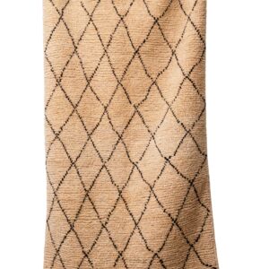 Hand-Knotted Moroccan Beni Ouarain Rug – Beige with Horizontal Tribal Registers