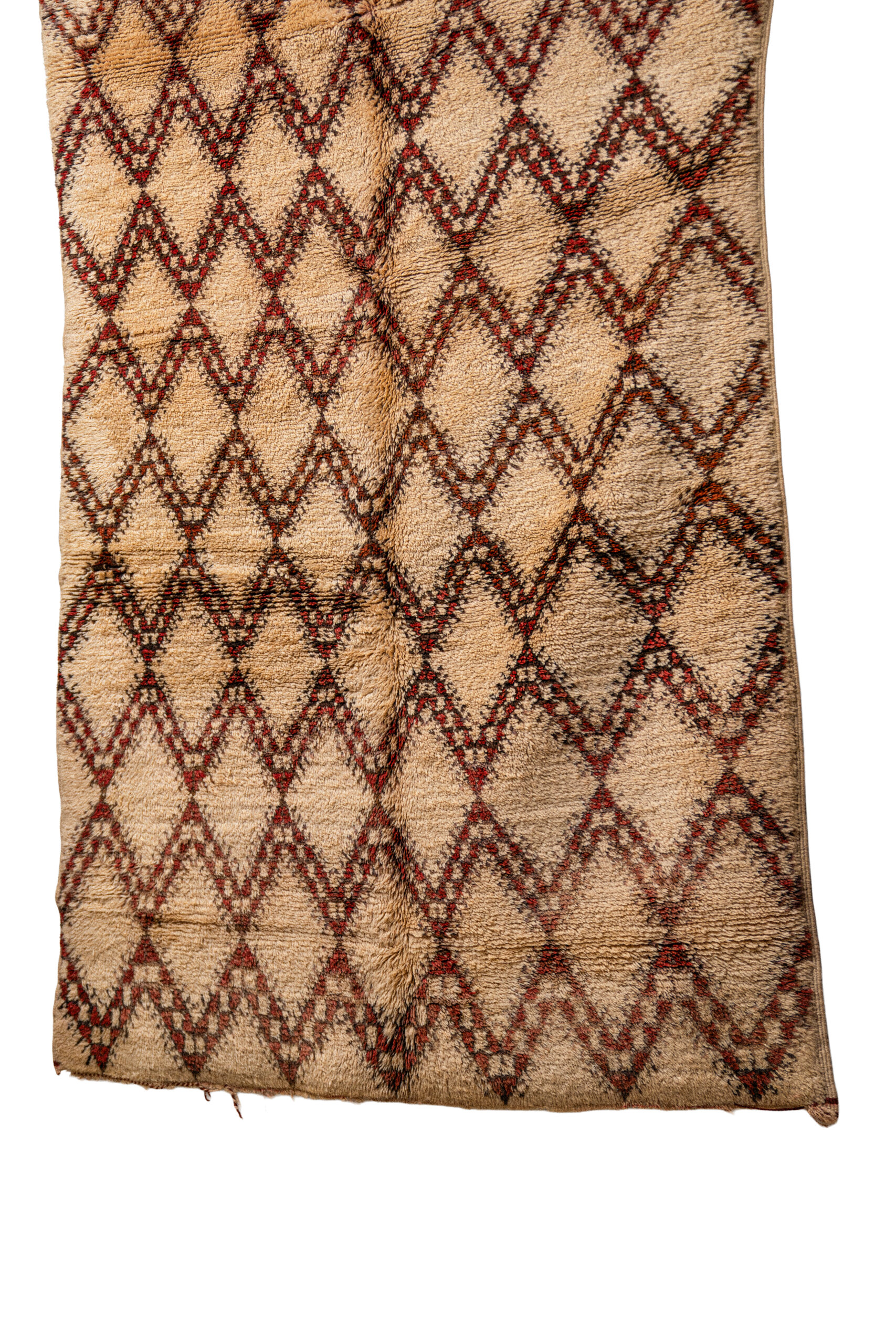 Hand-Knotted Moroccan Beni Ouarain Rug – Cream with Rust Zigzag Lattice - Image 3