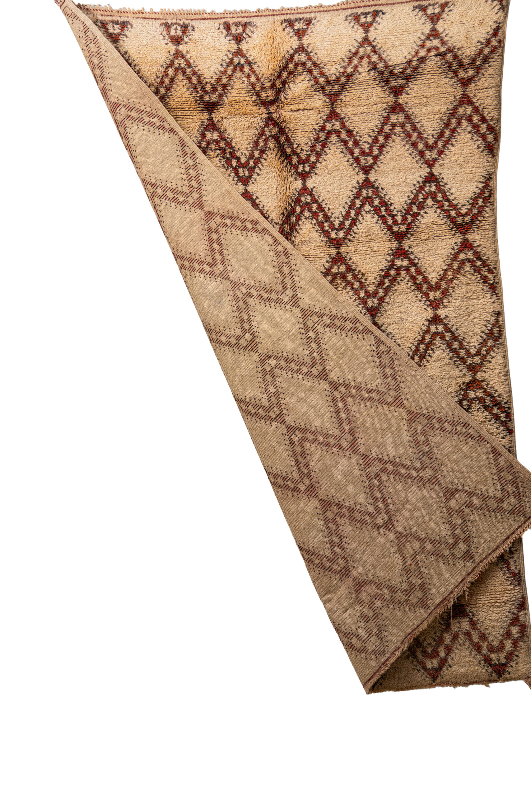 Hand-Knotted Moroccan Beni Ouarain Rug – Cream with Rust Zigzag Lattice - Image 2