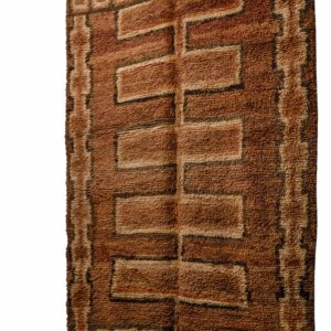 Hand-Knotted Moroccan Beni Ouarain Rug – Abstract Brown & Beige Architectural Blocks