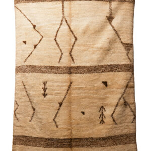 Hand-Knotted Moroccan Taznakht Rug – Deep Copper Brown & Vertical Diamond Chains