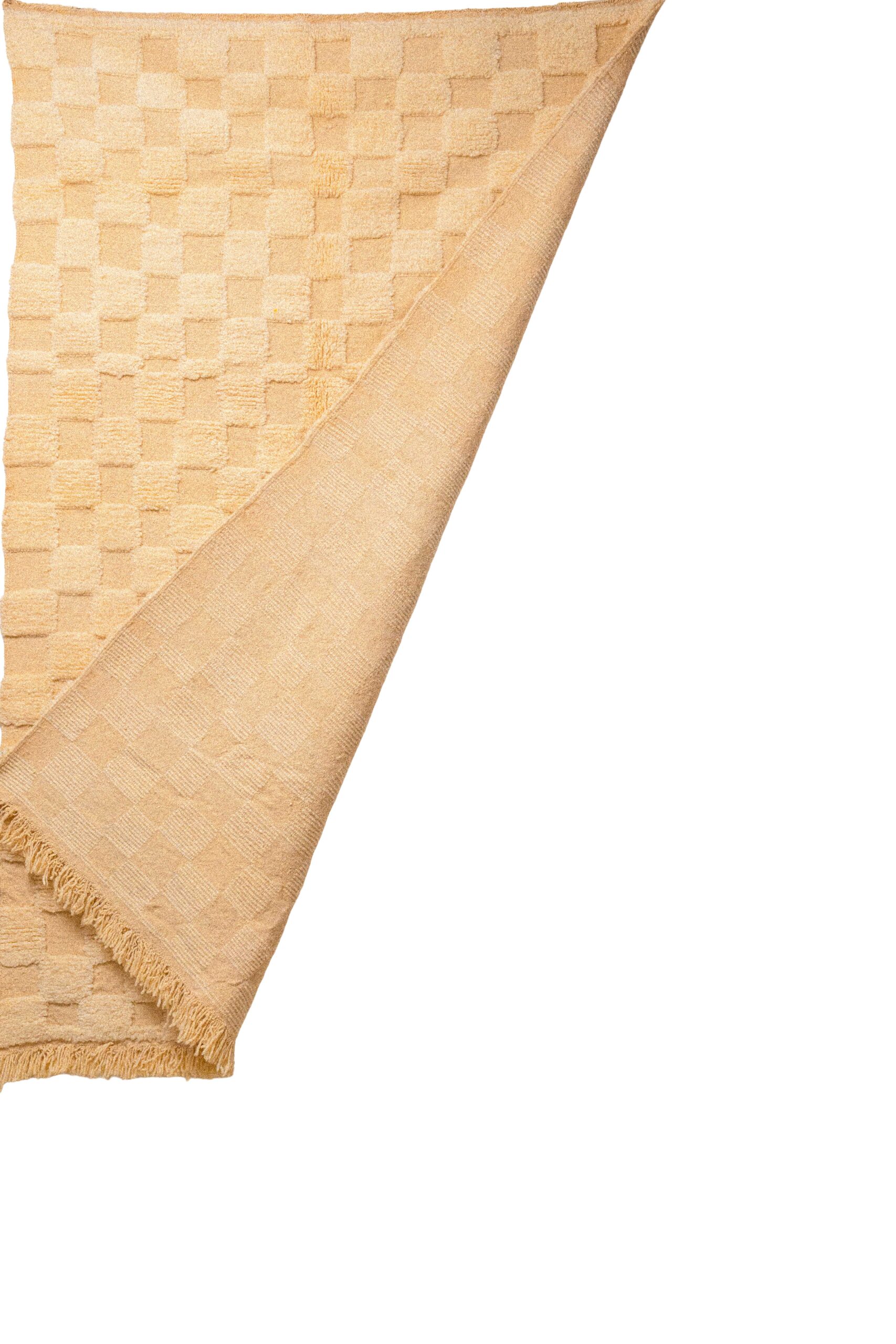 Hand-Knotted Moroccan Rug – Sculptural Beige High-Low Checkerboard - Image 3