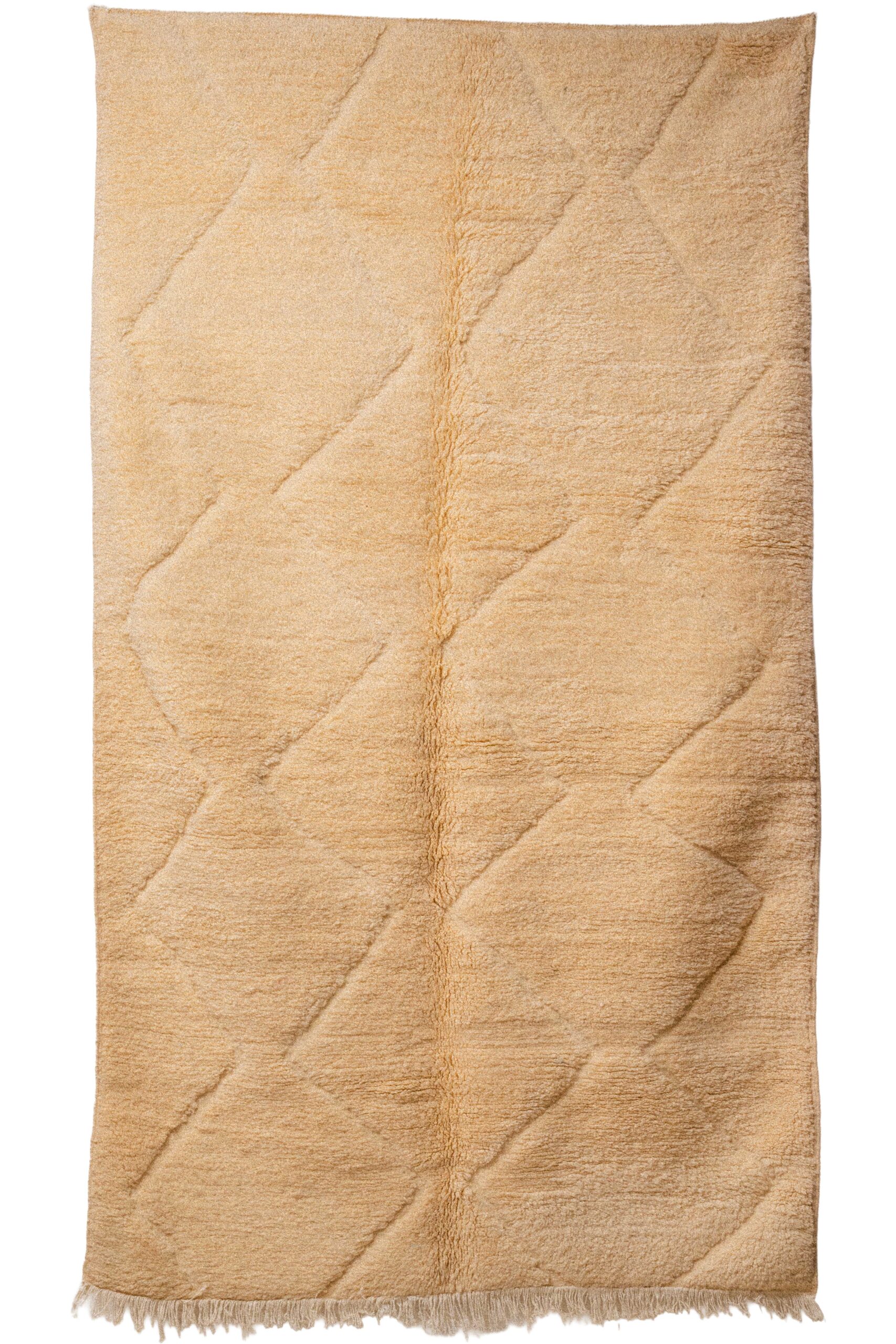 Hand-Knotted Moroccan Rug – Sculptural Beige 3D Diamond Lattice