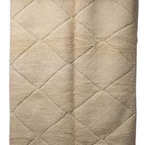 Hand-Knotted Moroccan Rug – Sculptural Beige 3D Diamond Lattice