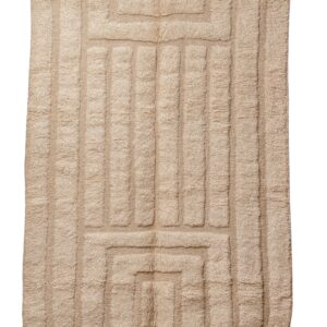 Hand-Knotted Moroccan Rug – Sculptural Beige Geometric Relie