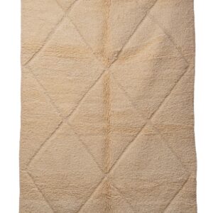 Hand-Knotted Moroccan Rug – Sculptural Beige 3D Diamond Lattice