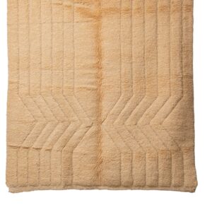 Hand-Knotted Moroccan Rug – Sculptural Beige Vertical & Chevron Relief