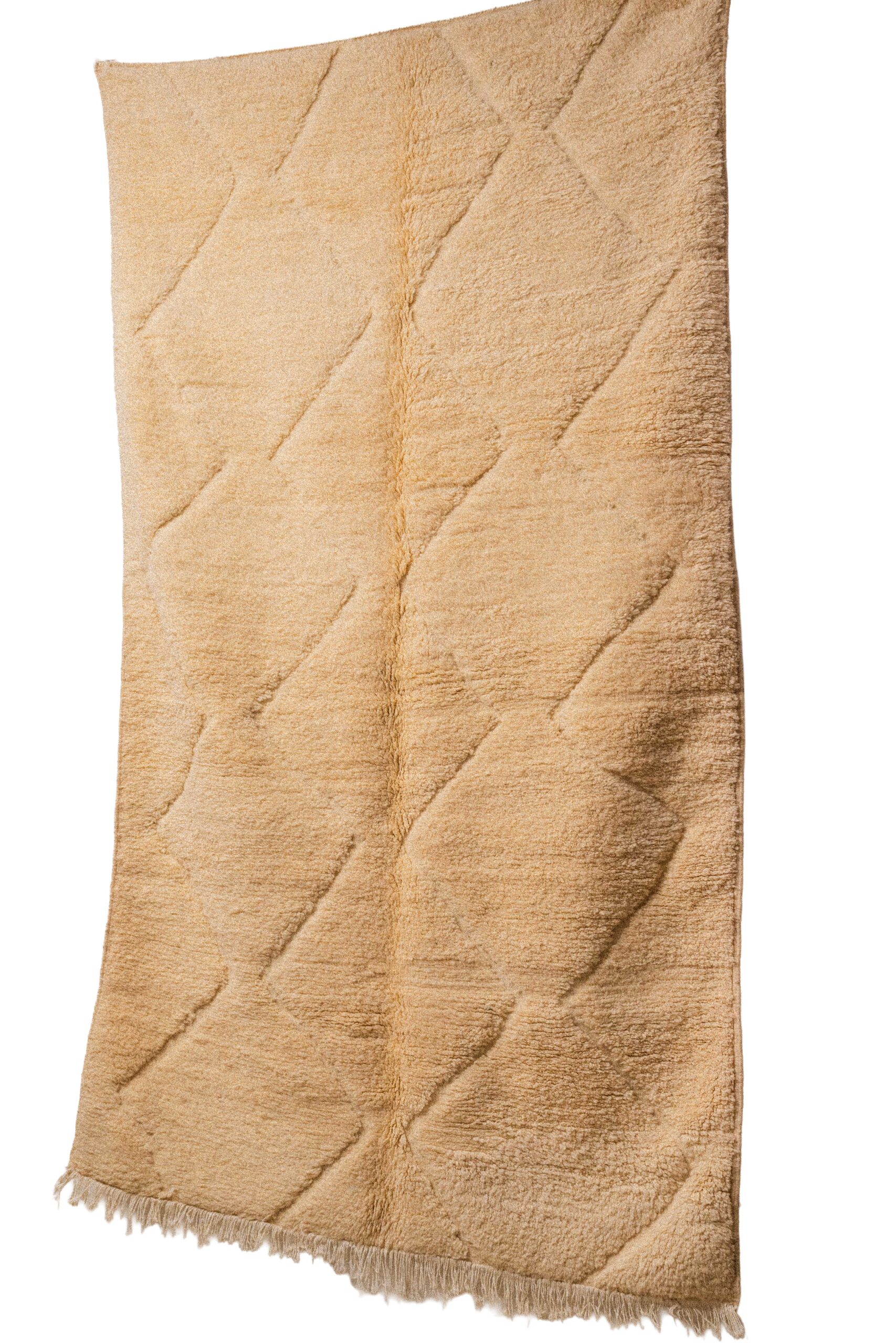 Hand-Knotted Moroccan Rug – Sculptural Beige 3D Diamond Lattice - Image 2