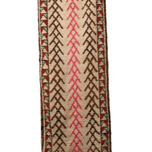Hand-Knotted Moroccan Runner – Beige with Pink & Brown Chevrons