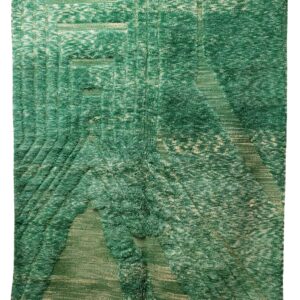 Hand-Knotted Moroccan Beni Mrirt Rug – Sculptural Emerald Green Relief
