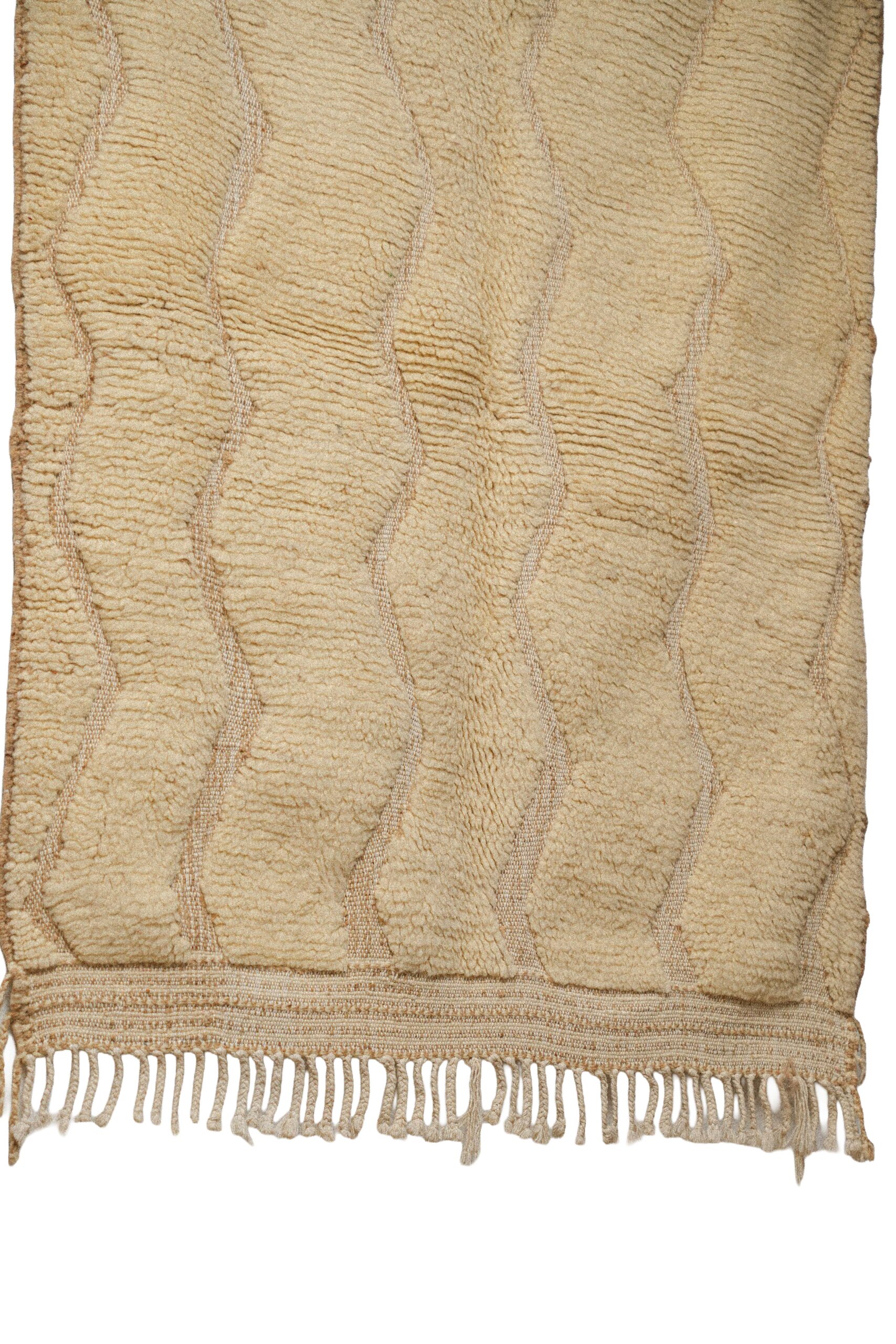 Hand-Knotted Moroccan Rug – Sculptural Beige Wavy Relief - Image 4