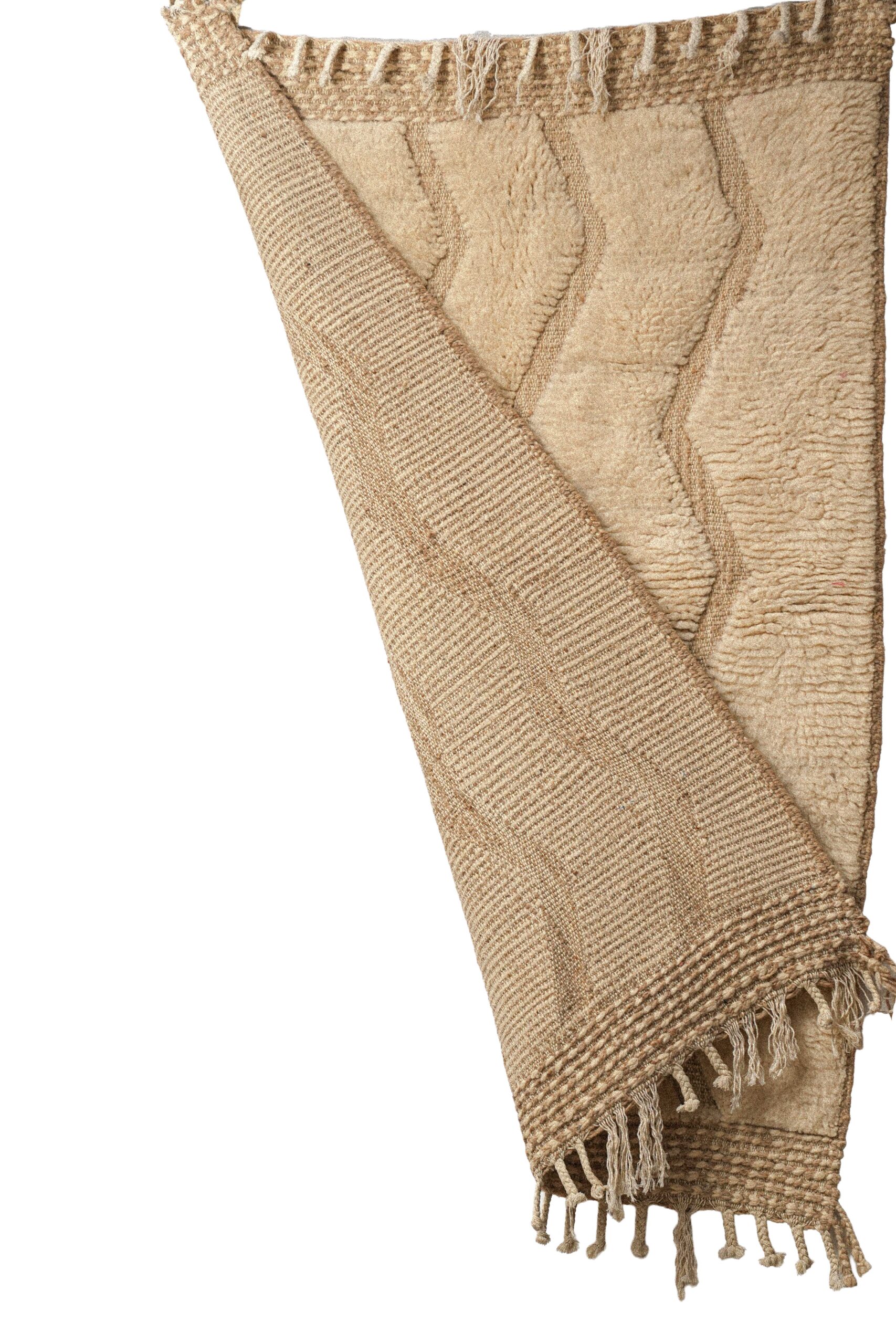 Hand-Knotted Moroccan Rug – Sculptural Beige Wavy Relief - Image 4