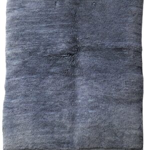Hand-Knotted Moroccan Beni Mrirt Rug – Solid Steel Blue & Dense Pile