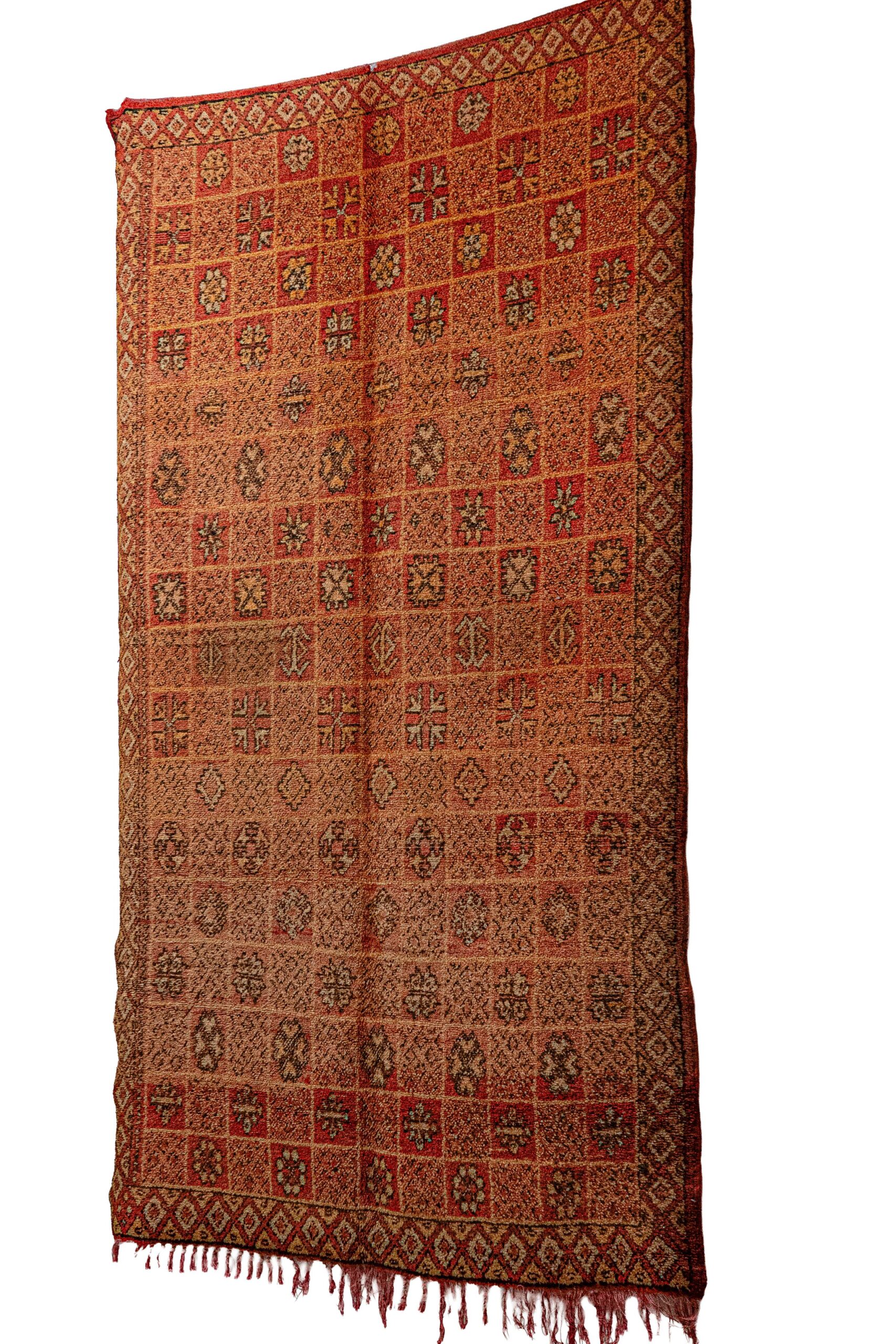 Hand-Knotted Moroccan Boujaad Rug – Luminous Terracotta & Geometric Grid - Image 4