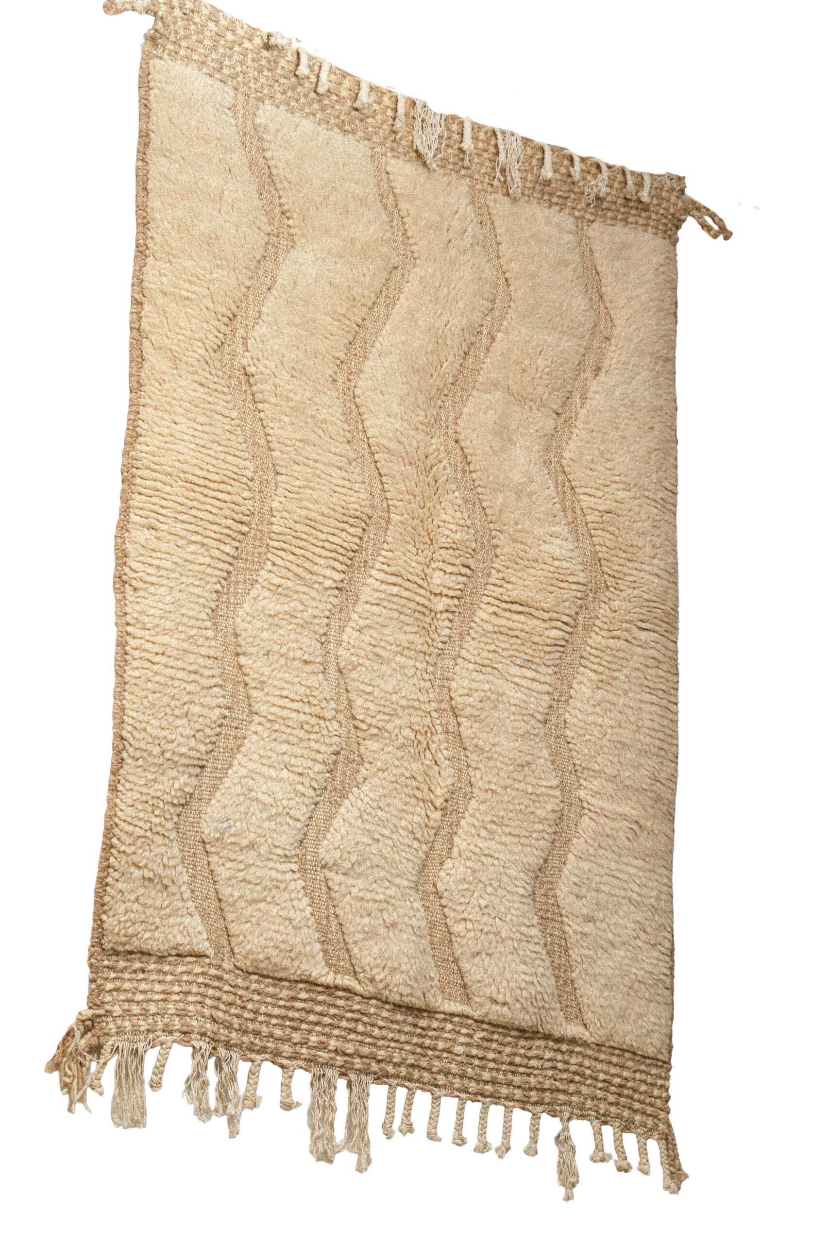 Hand-Knotted Moroccan Rug – Sculptural Beige Wavy Relief - Image 3