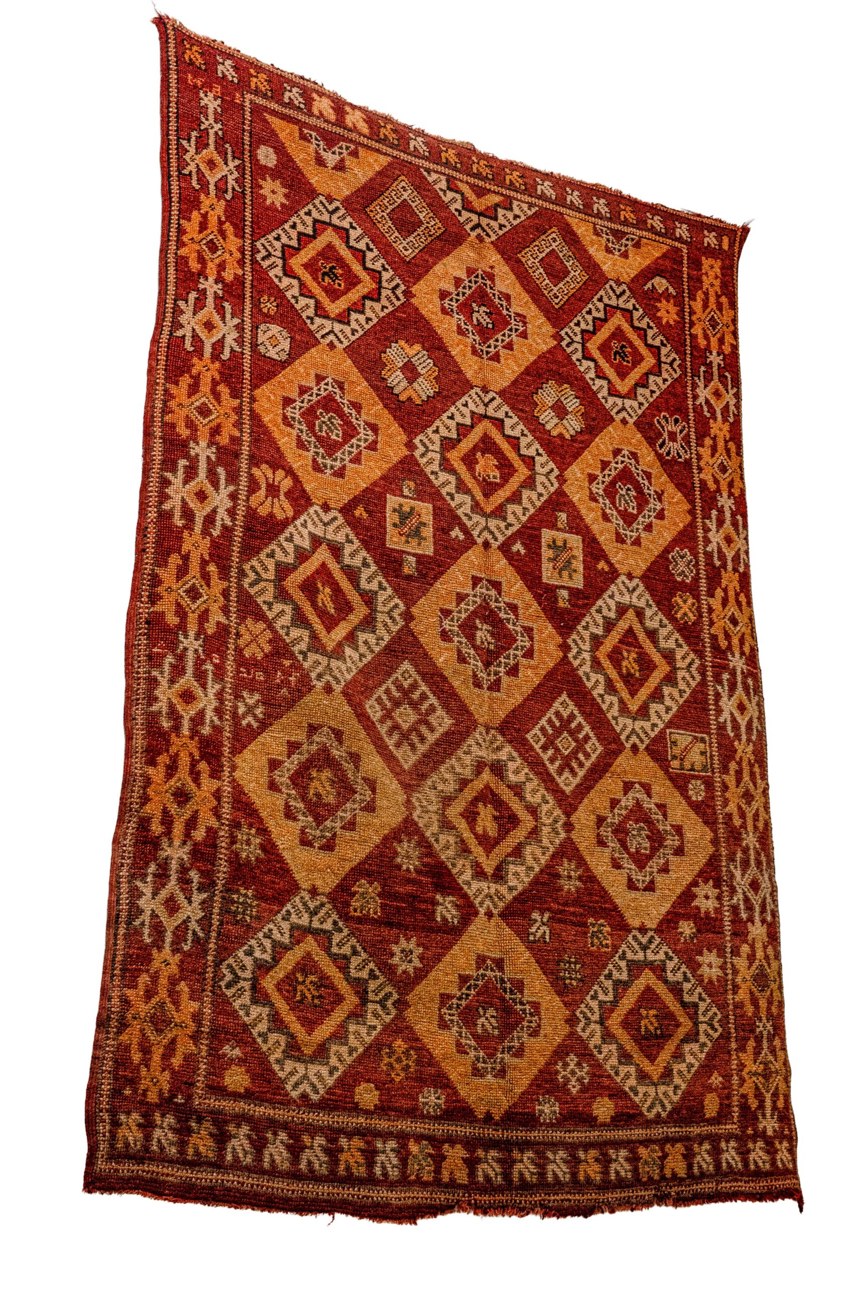 Hand-Knotted Moroccan Boujaad Rug – Warm Rust & Amber Diamond Lattice - Image 2