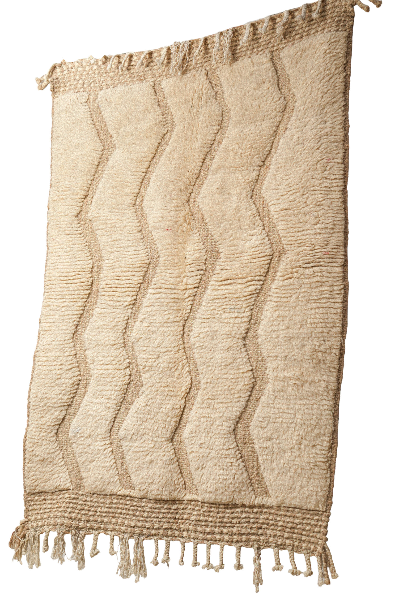 Hand-Knotted Moroccan Rug – Sculptural Beige Wavy Relief - Image 2