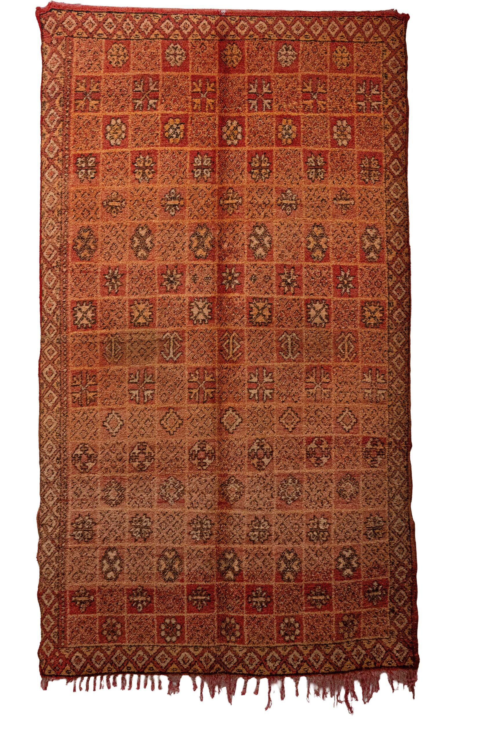 Hand-Knotted Moroccan Boujaad Rug – Luminous Terracotta & Geometric Grid - Image 2