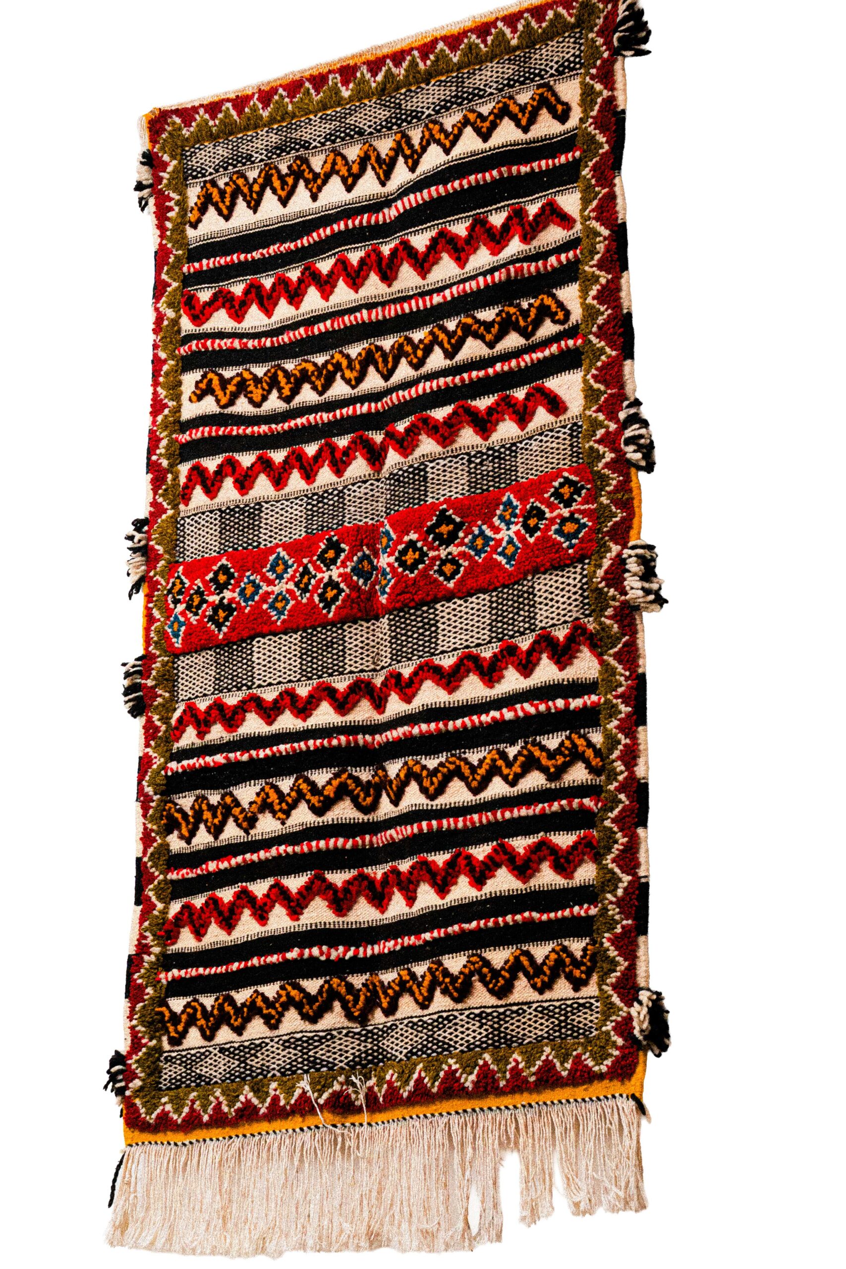 Hand-Woven Moroccan Glaoui Rug – Colorful Zigzag & Mixed Texture - Image 4