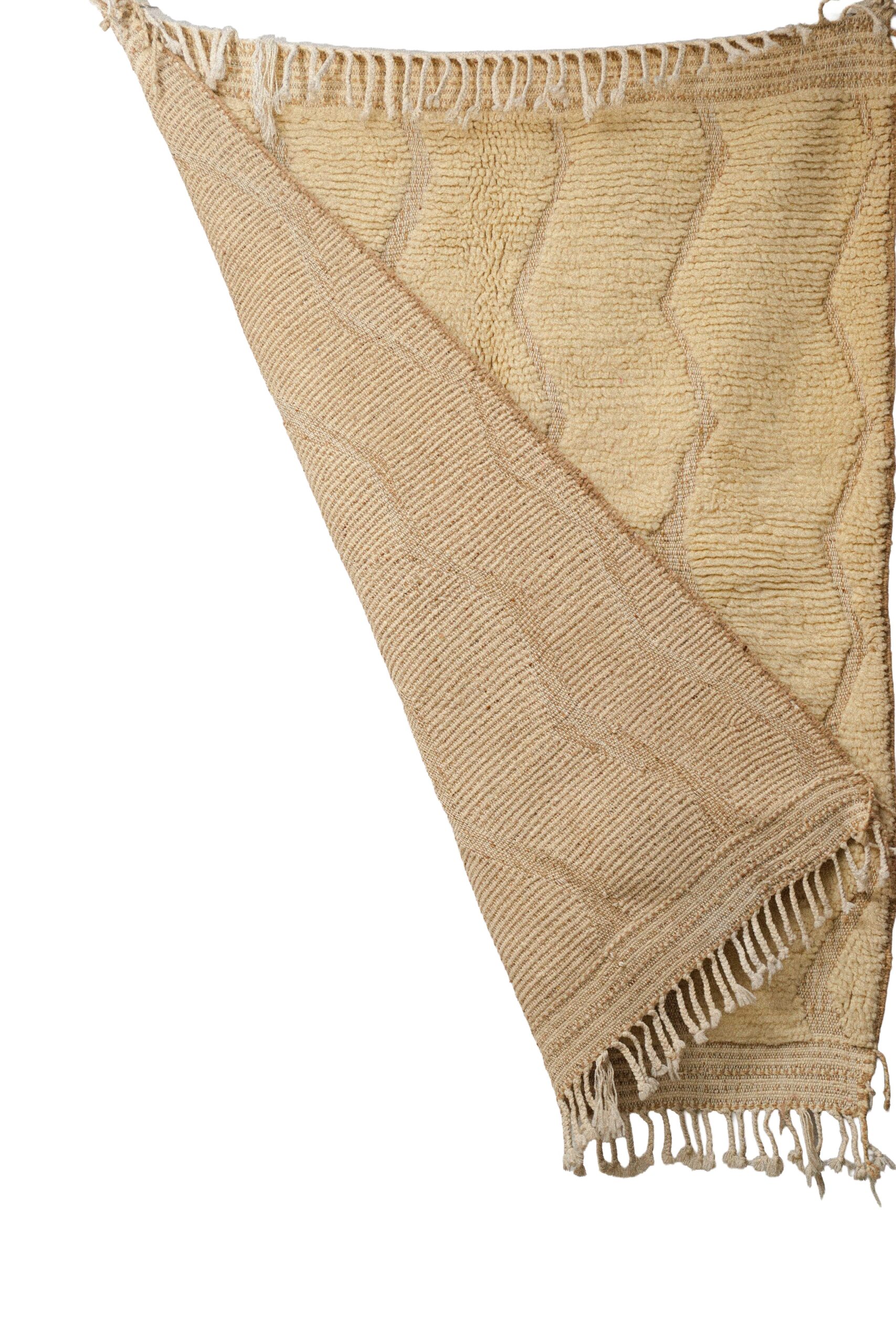Hand-Knotted Moroccan Rug – Sculptural Beige Wavy Relief - Image 2