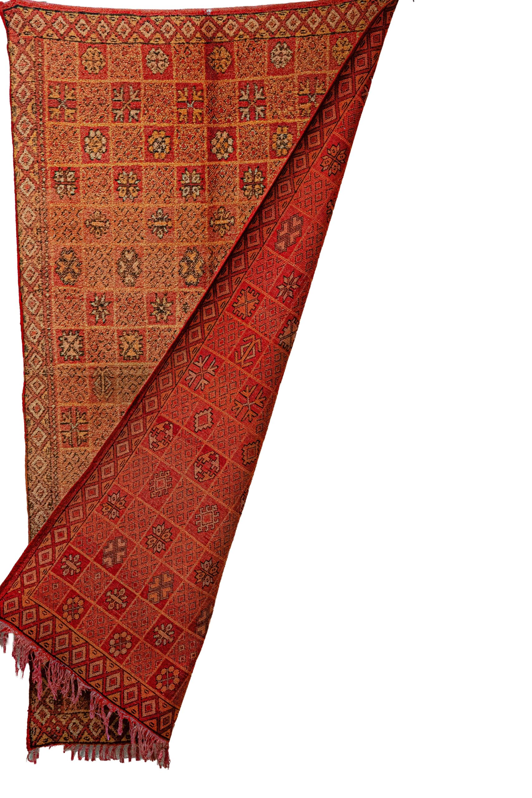 Hand-Knotted Moroccan Boujaad Rug – Luminous Terracotta & Geometric Grid - Image 3