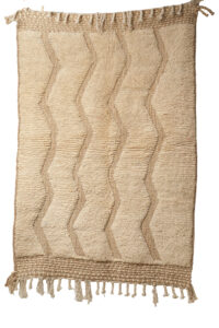 Hand-Knotted Moroccan Rug – Sculptural Beige Wavy Relief