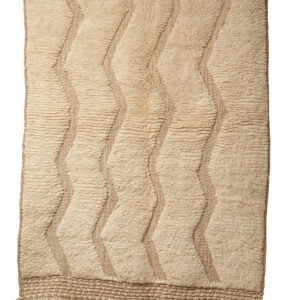 Hand-Knotted Moroccan Rug – Sculptural Beige Wavy Relief