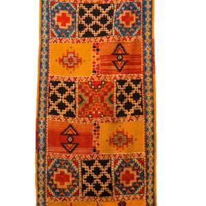Woven Moroccan Zanafi Kilim – Vibrant Saffron Orange Patchwork