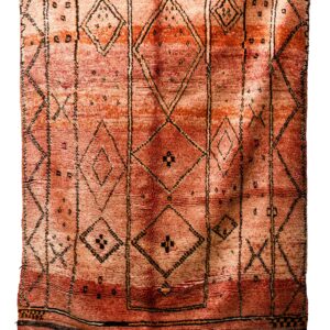 Sunset Terracotta & Peach Gradient Berber Rug – Hand-Knotted Geometric Wool Shag