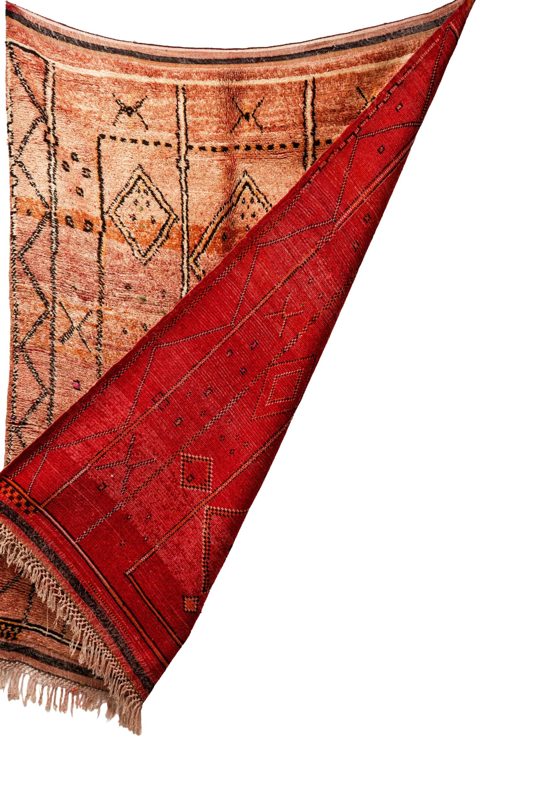 Sunset Terracotta & Peach Gradient Berber Rug – Hand-Knotted Geometric Wool Shag - Image 3