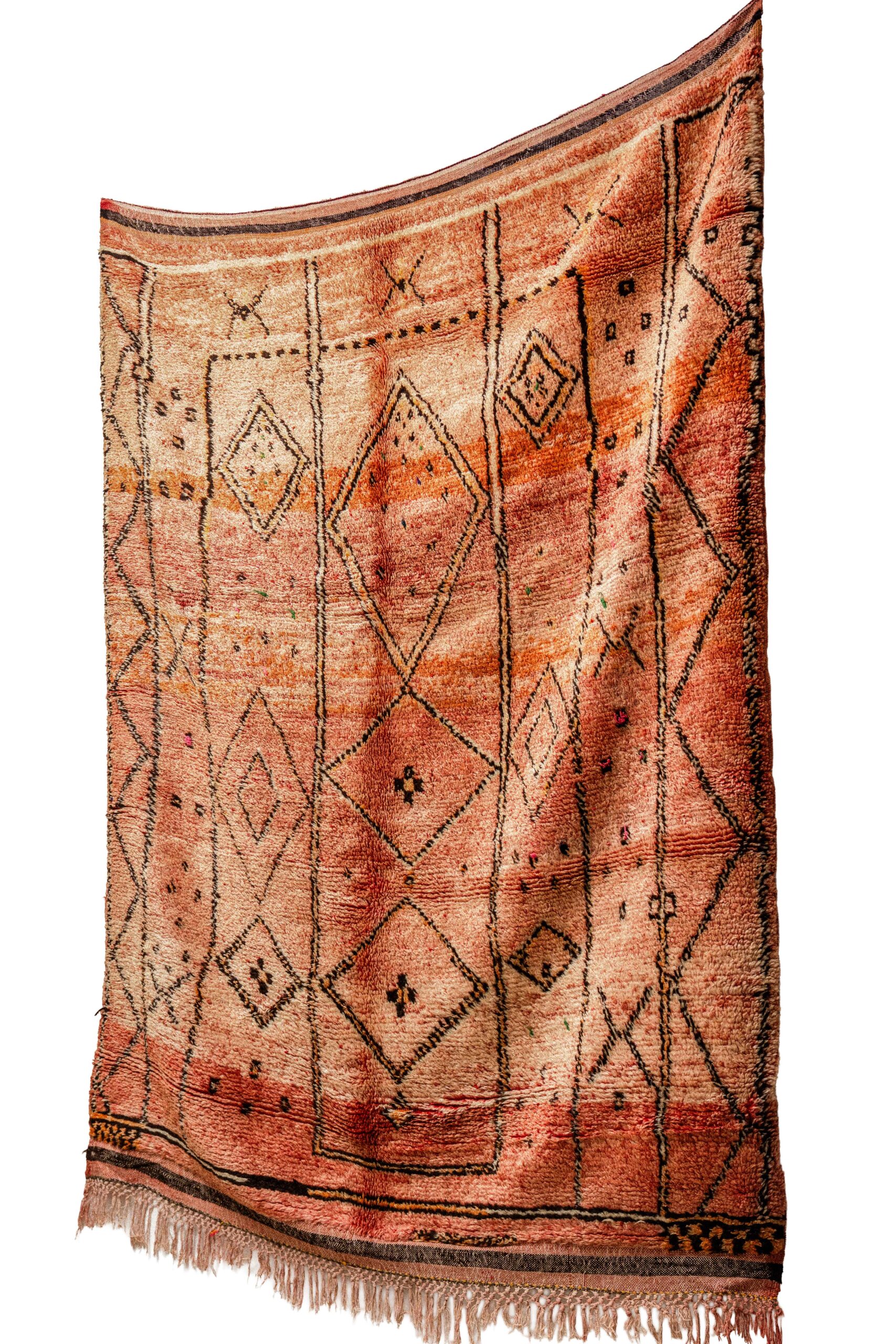 Sunset Terracotta & Peach Gradient Berber Rug – Hand-Knotted Geometric Wool Shag - Image 2