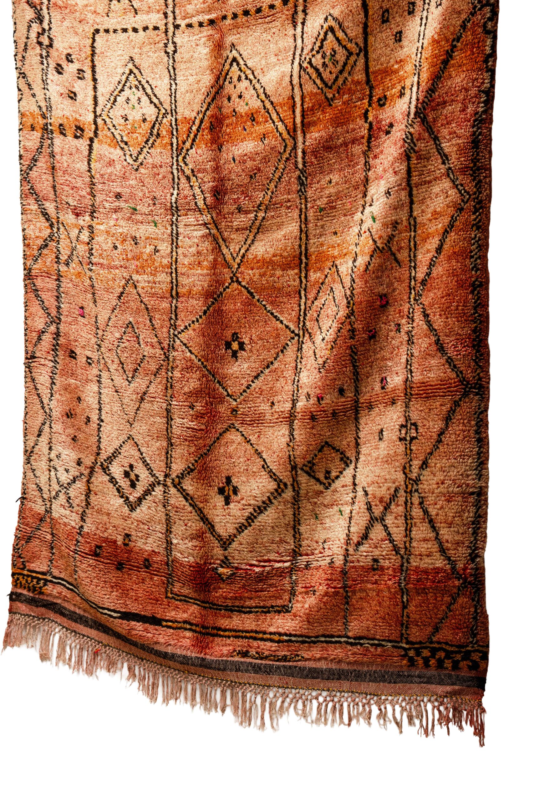 Sunset Terracotta & Peach Gradient Berber Rug – Hand-Knotted Geometric Wool Shag - Image 4