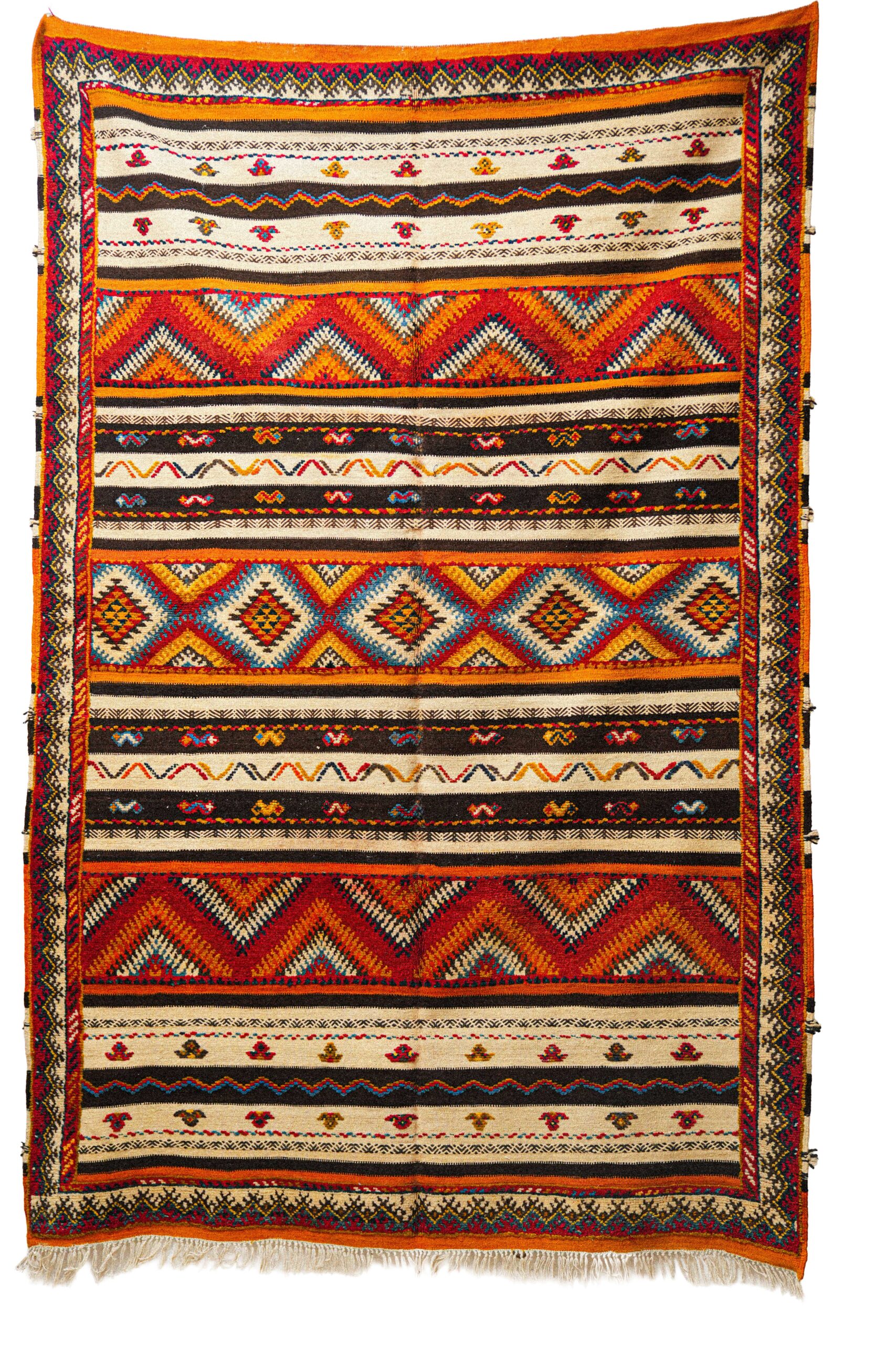 Vibrant Geometric Moroccan Kilim – Highly Detailed Handwoven Tribal Art