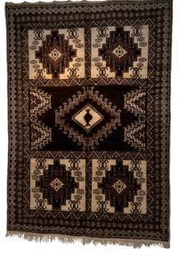 Extra-Large Bold Geometric Berber Rug – Heavyweight Dark Brown & Cream Tribal Carpet