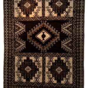 Extra-Large Bold Geometric Berber Rug – Heavyweight Dark Brown & Cream Tribal Carpet