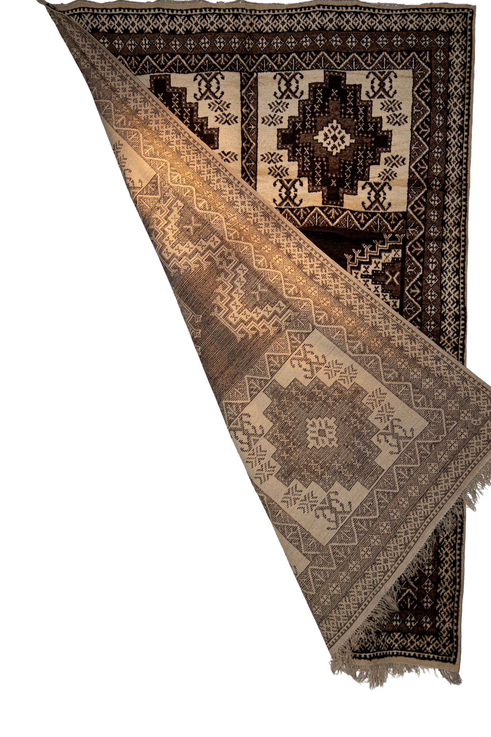 Extra-Large Bold Geometric Berber Rug – Heavyweight Dark Brown & Cream Tribal Carpet - Image 2