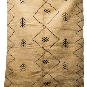 Classic Cream & Black Geometric Berber Rug – Hand-Knotted Wool Shag