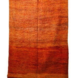 Vibrant Amber & Terracotta Gradient Berber Rug – Hand-Knotted Plush Wool Shag