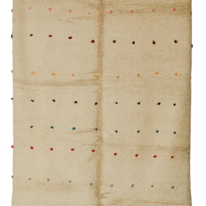 Authentic Berber Wool Rug – Minimalist Cream with Colorful Tufted Dots